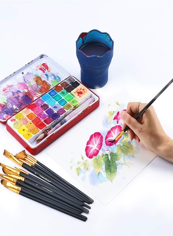 H B MSALA (DEVICE) Acrylic Paint Brushes Set 12 Pieces, Nylon Bristle Paintbrushes for Acrylic Painting, Oil and Watercolor Brushes for Body Face, Arts Crafts and Painting Supplies Gifts Artists (Gold) - Image 5